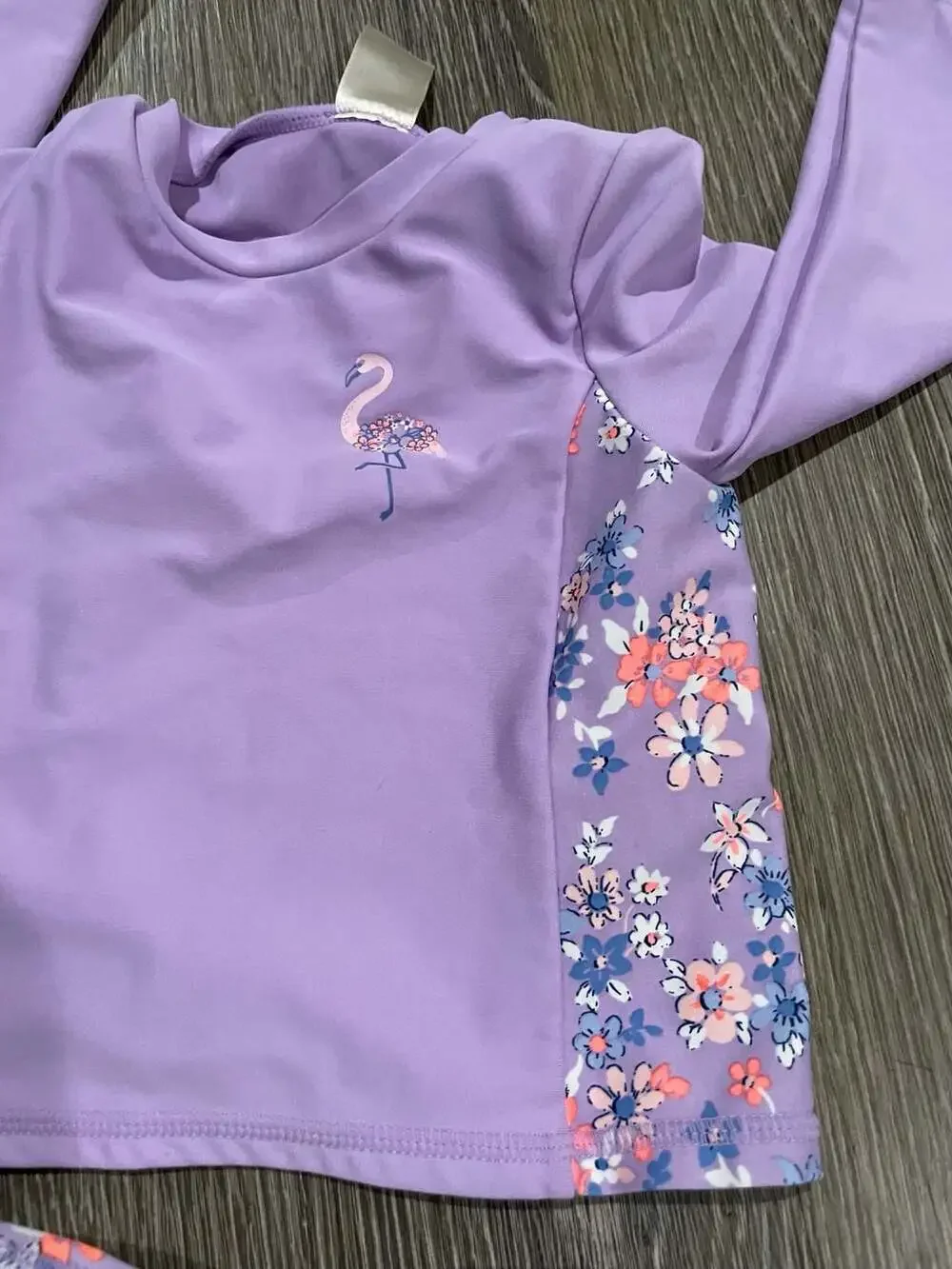 Size 12 months OshKosh B'gosh Baby Girl Flamingo Floral Print Long Sleeve Rash G
